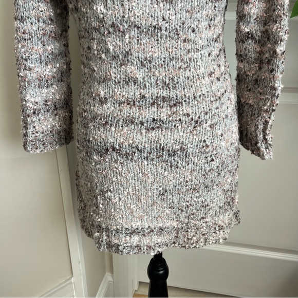 Mandee Fuzzy Speckled Chunky Knit Sweater Cream Brown Sz L - Picture 14 of 16